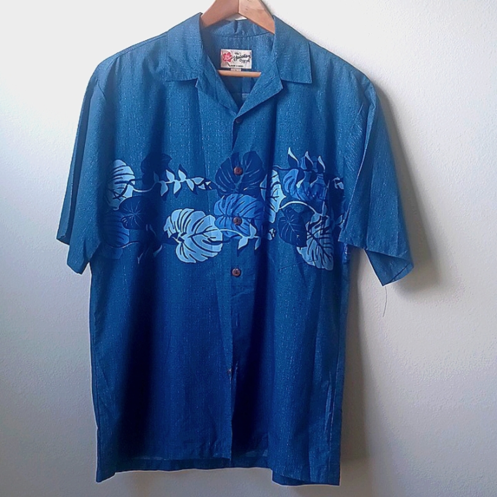 Hilo Hattie The Hawaiian Original Shirt Cotton Size Large Blue Large 100% Cotton